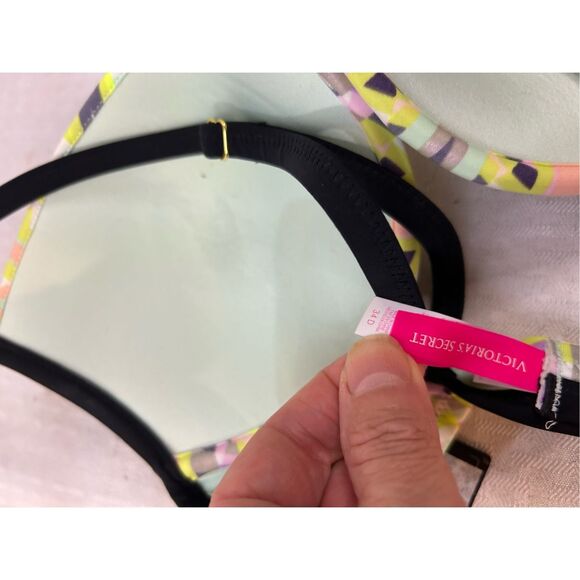 VS Victoria Secret swim bra 34D lime green pink new rn#54867. - Picture 5 of 5